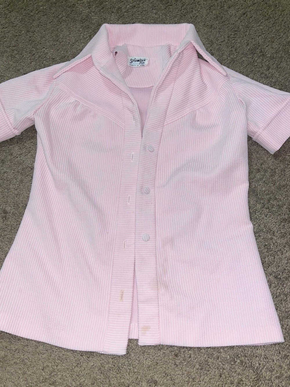 St. Michael Girls' Light Pink Short-Sleeve Button-Down Top